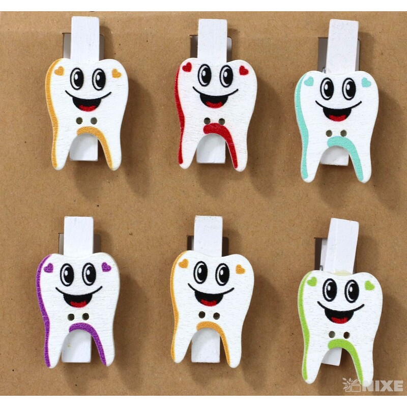 KOLÍČEK ZUBY 3,5cm 6ks*MIX BAREV