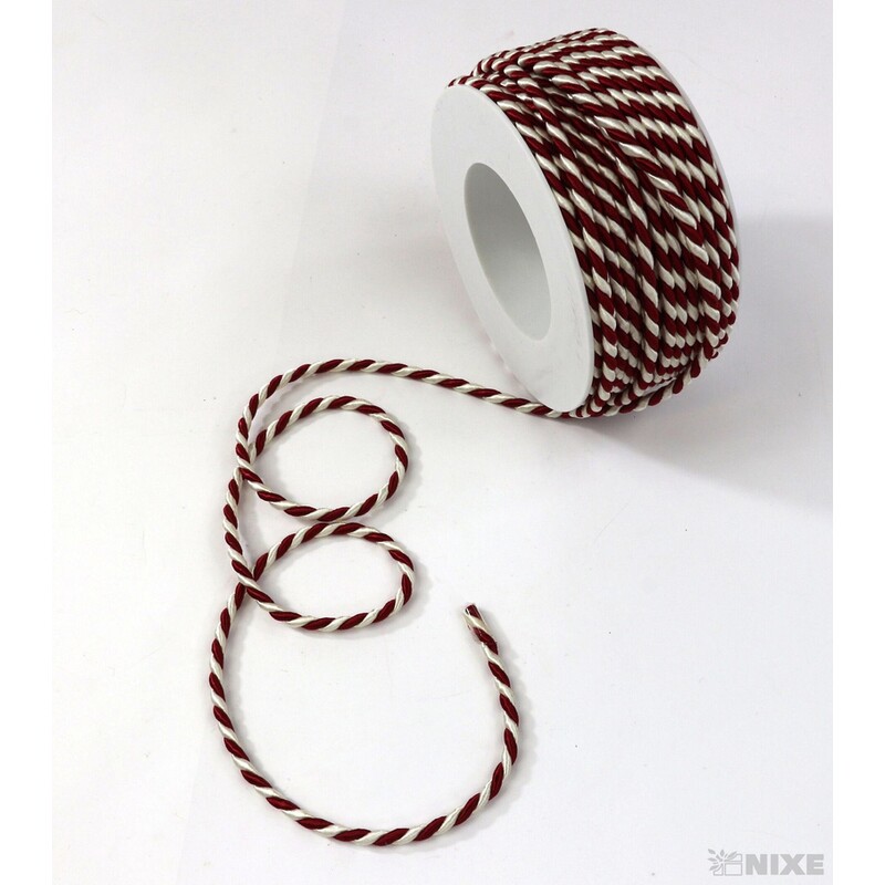 ŠŇŮRA 04mmx25m*BÍLÁ+BORDOVÁ 194224