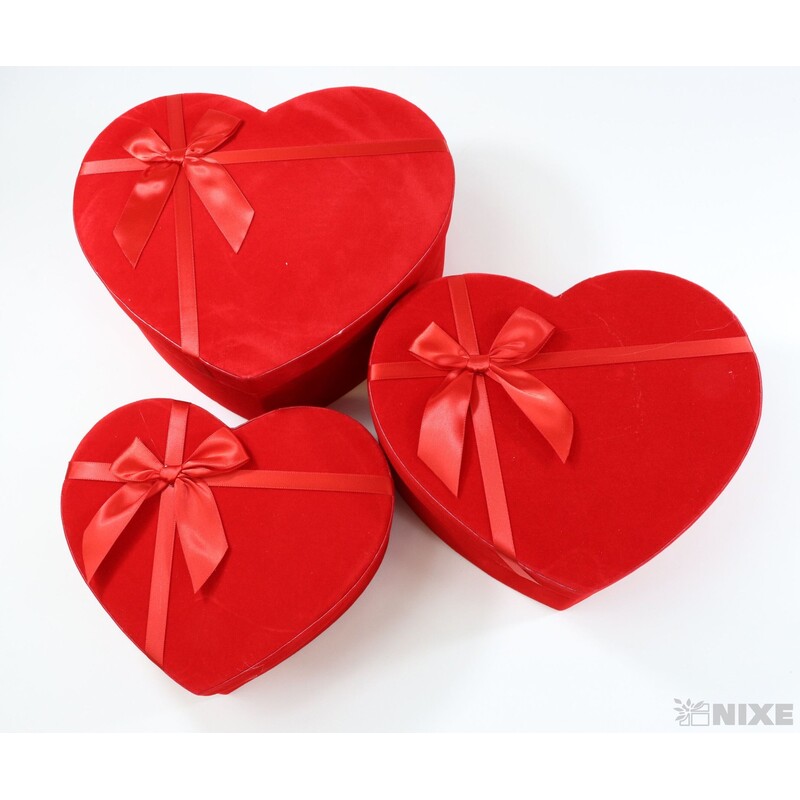 KRABICE SRDCE 22x10cm 19x8 17x7*ČERVENÁ