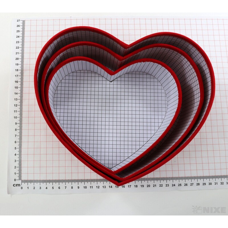 KRABICE SRDCE 22x10cm 19x8 17x7*ČERVENÁ