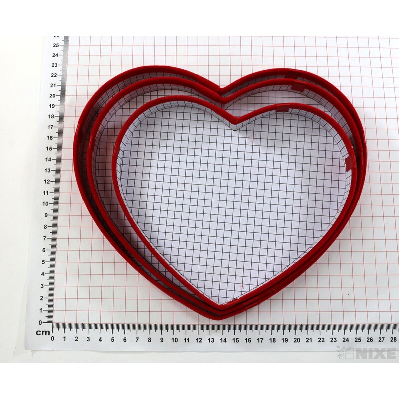 KRABICE SRDCE 22x10cm 19x8 17x7*ČERVENÁ