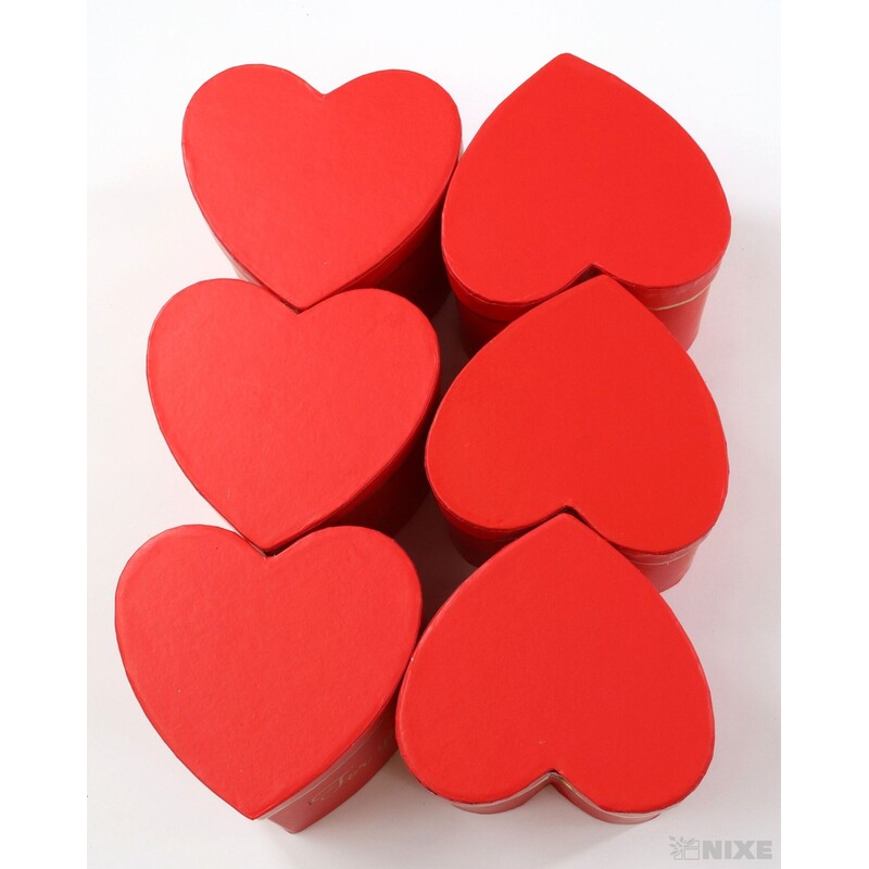 KRABICE SRDCE 6ks 9x8cm*ČERVENÁ