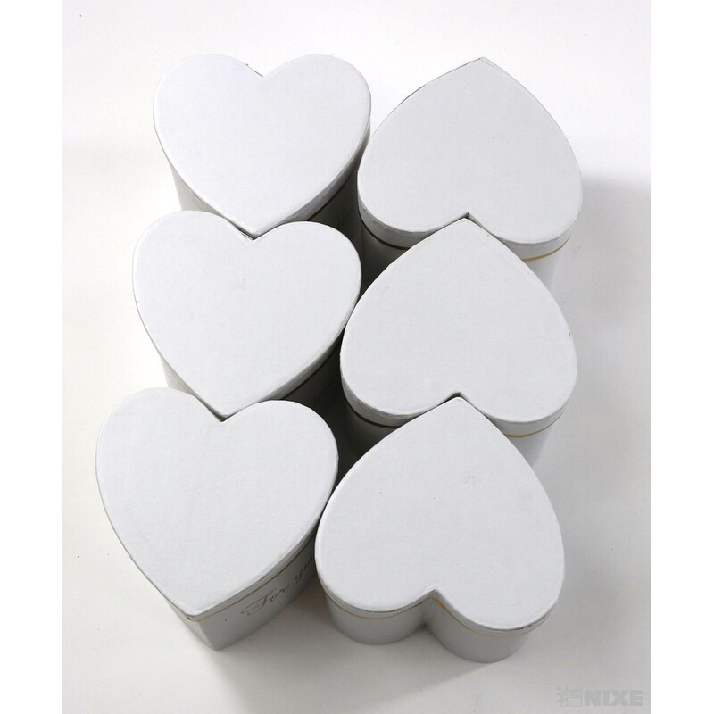 KRABICE SRDCE 6ks 9x8cm*BÍLÁ