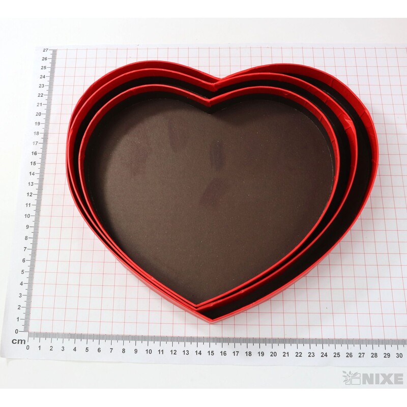 KRABICE SRDCE 23x13cm 20x11 19x10*ČERVENÁ