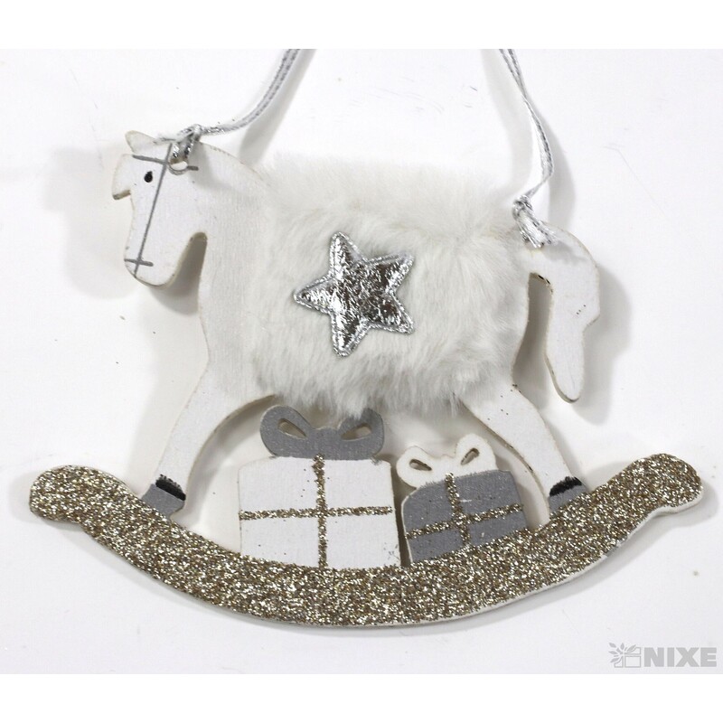 ZÁVĚS KONÍK 9x12cm*BÍLÁ