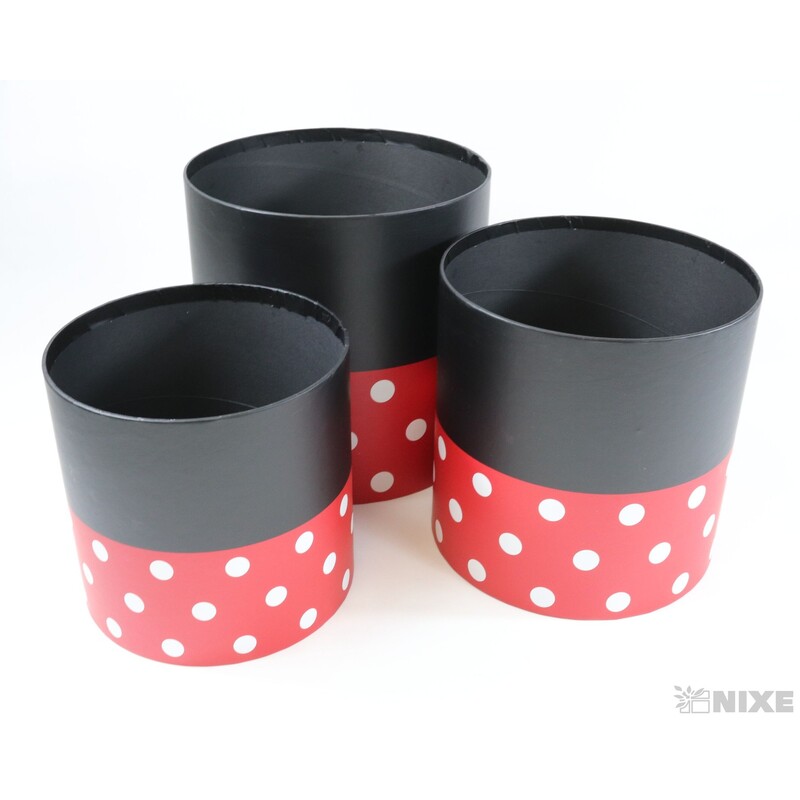 KVĚTINOVÝ BOX 3ks pr. 18x18cm 16x17 14x14*ČERVENÁ+ČERNÁ