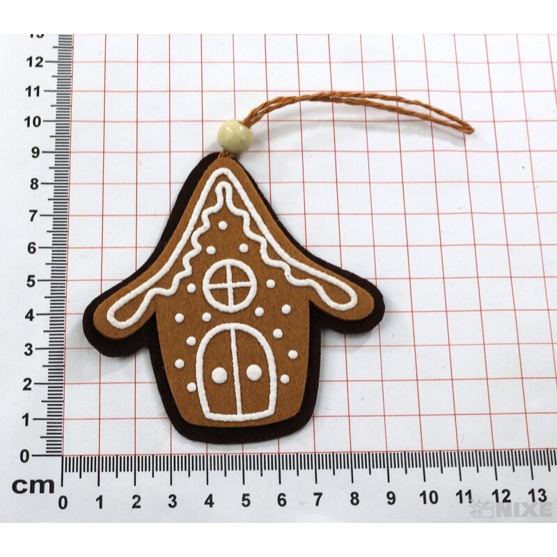 ZÁVĚS PERNÍČEK DOMEK 8,5cm 4ks*HNĚDÁ