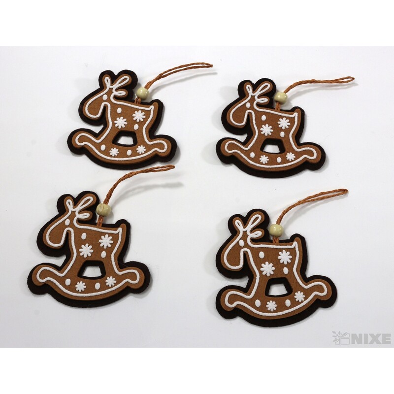 ZÁVĚS PERNÍČEK KONÍK 9cm 4ks*HNĚDÁ