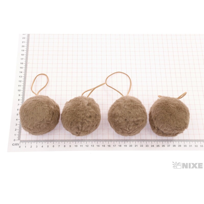 ZÁVĚS KOULE KOŽEŠINA 7cm 4ks*ŠEDÁ