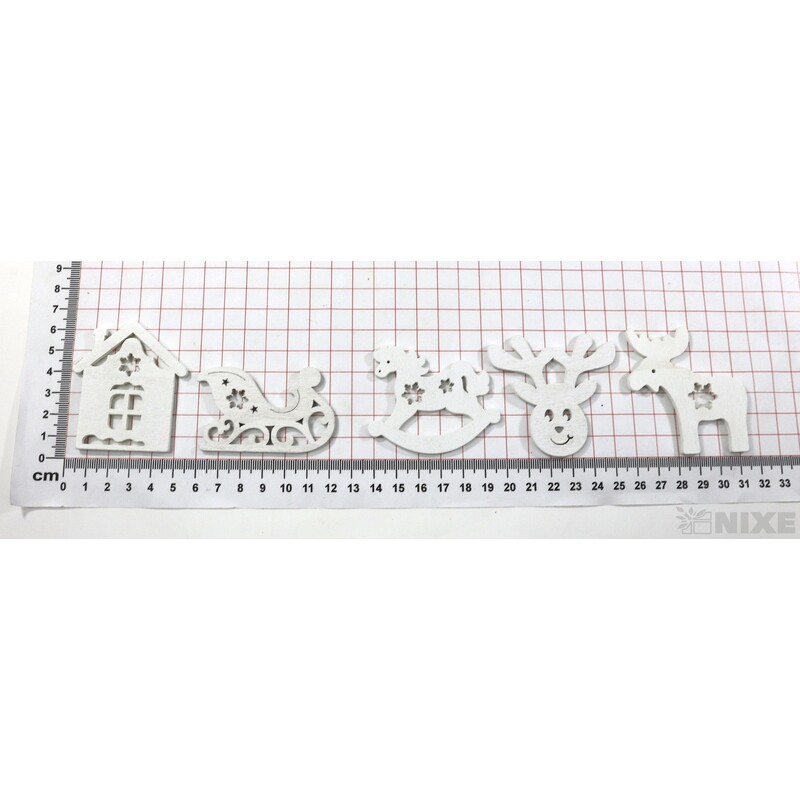 VÁNOCE MIX 6x5cm 10ks*BÍLÁ