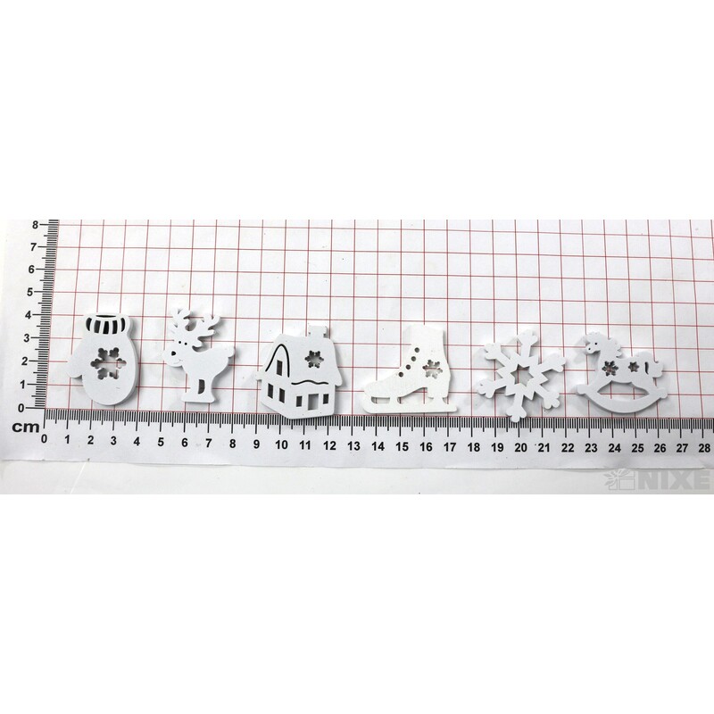 VÁNOCE MIX 4x3cm 10ks*BÍLÁ