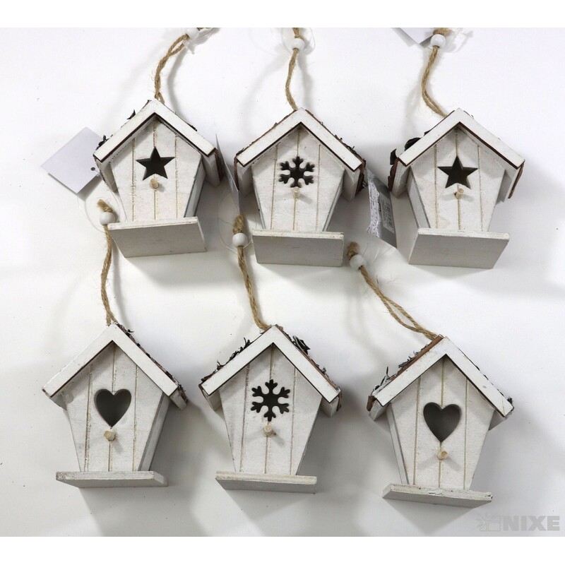 ZÁVĚS BUDKA 9cm 6ks*BÍLÁ