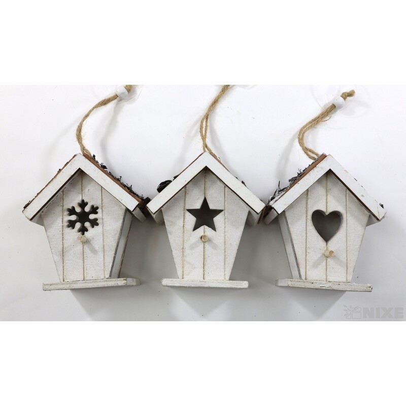 ZÁVĚS BUDKA 9cm 6ks*BÍLÁ