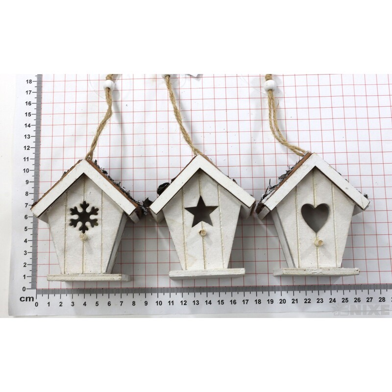 ZÁVĚS BUDKA 9cm 6ks*BÍLÁ