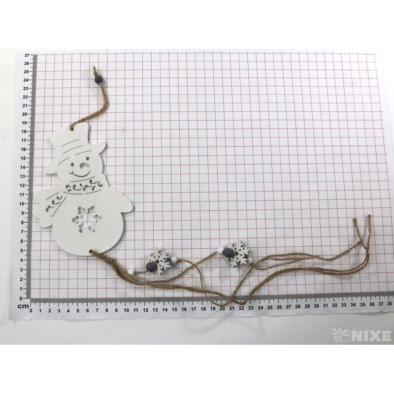 ZÁVĚS SNĚHULÁK 14cm*BÍLÁ