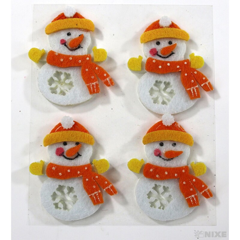 SNĚHULÁK FILC NALEP 4ks 5x4cm*MIX BAREV