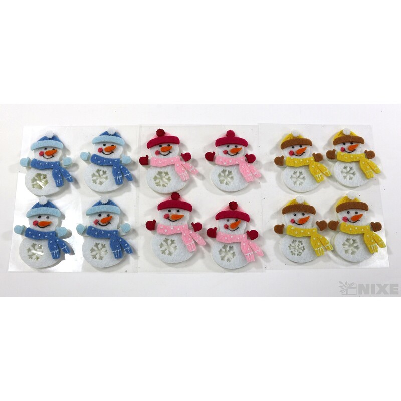 SNĚHULÁK FILC NALEP 4ks 5x4cm*MIX BAREV