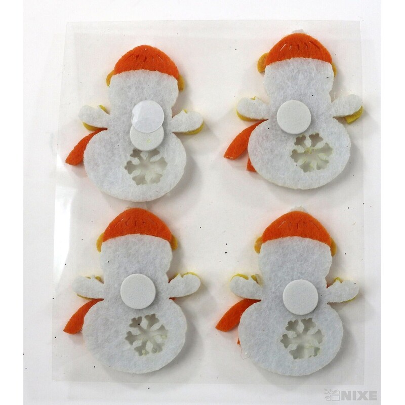 SNĚHULÁK FILC NALEP 4ks 5x4cm*MIX BAREV