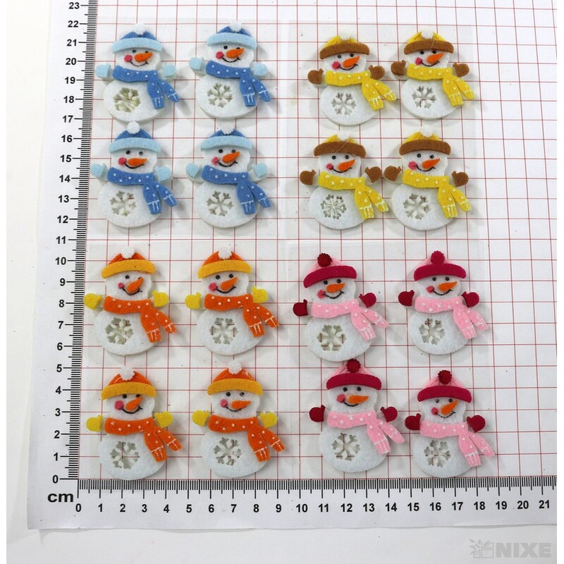 SNĚHULÁK FILC NALEP 4ks 5x4cm*MIX BAREV