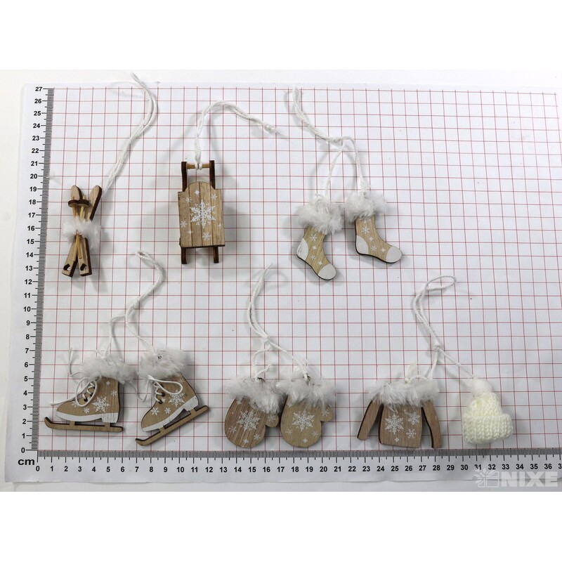 ZÁVĚS VÁNOCE MIX 7cm 6ks*PŘÍRODNÍ