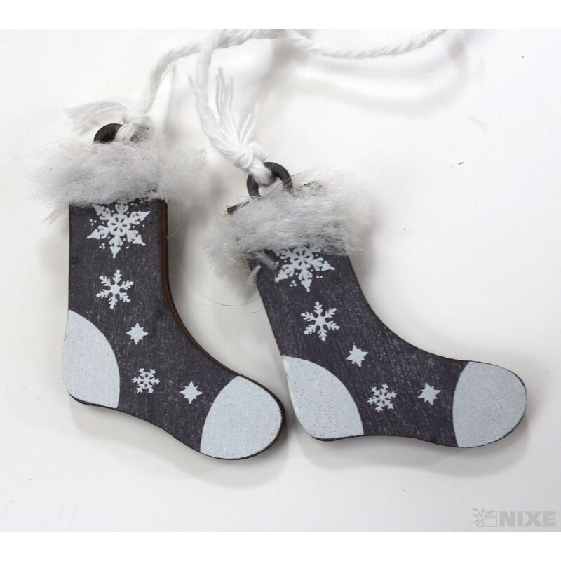 ZÁVĚS VÁNOCE MIX 7cm 6ks*ŠEDÁ