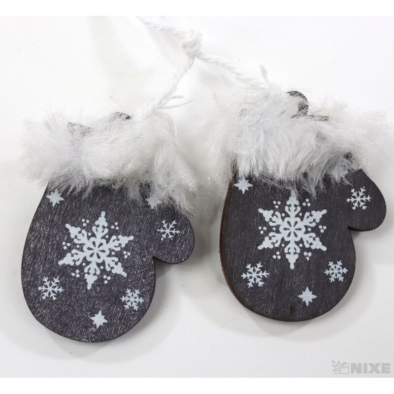 ZÁVĚS VÁNOCE MIX 7cm 6ks*ŠEDÁ