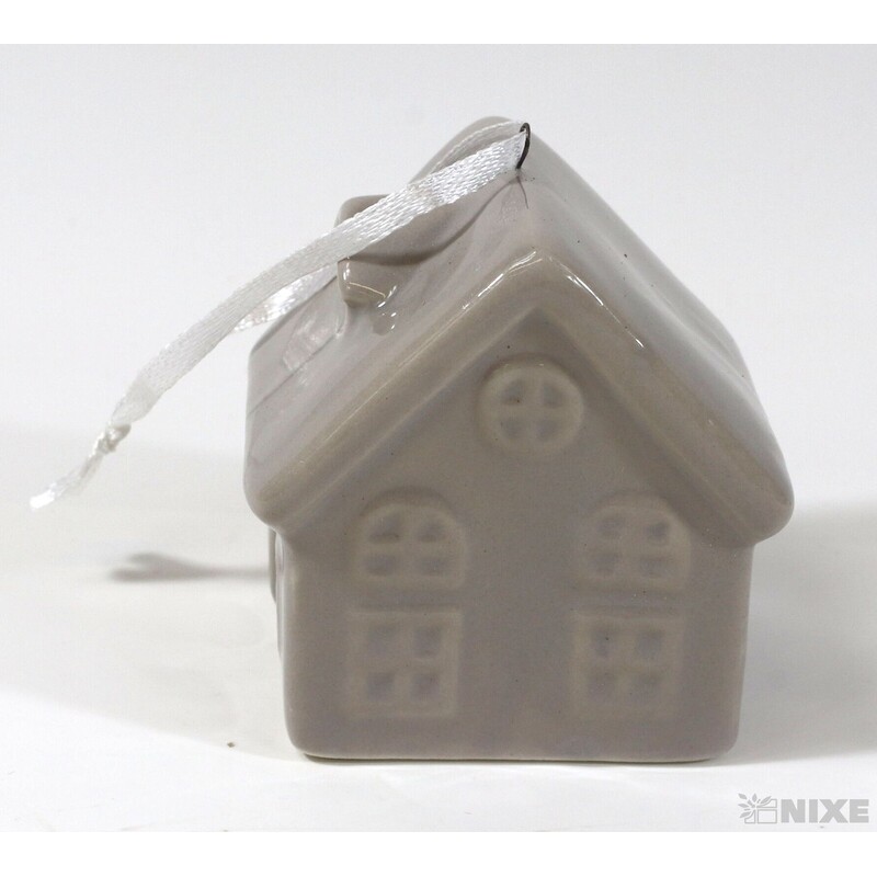 ZÁVĚS DOMEČEK KERAMIKA 6x5cm*ŠEDÁ