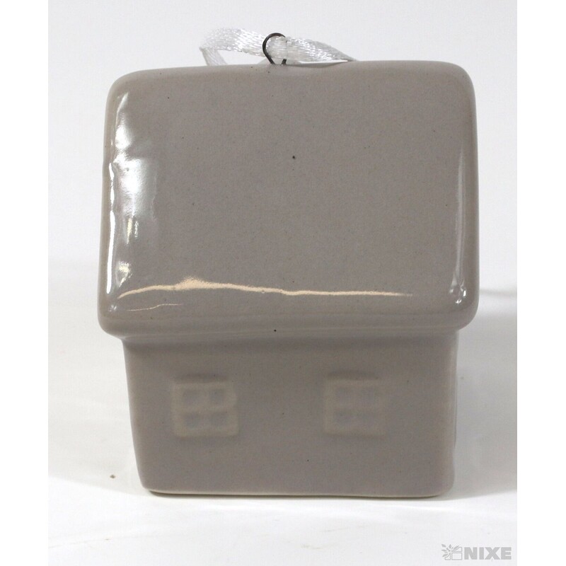 ZÁVĚS DOMEČEK KERAMIKA 6x5cm*ŠEDÁ