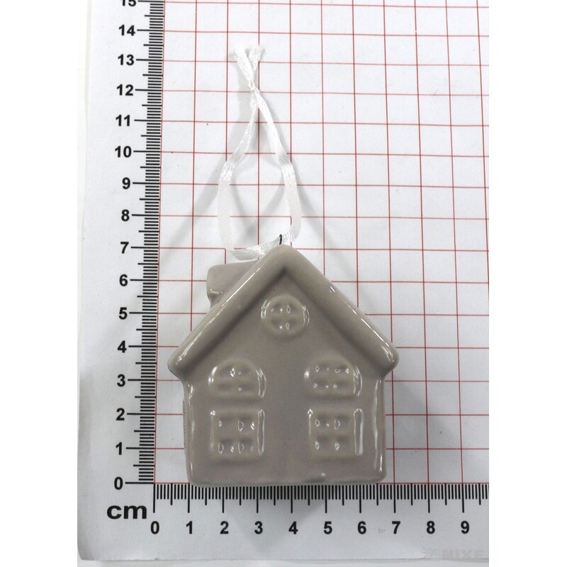 ZÁVĚS DOMEČEK KERAMIKA 6x5cm*ŠEDÁ