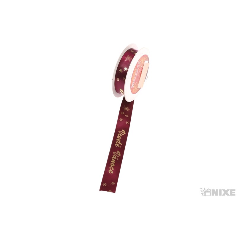 STUHA VESELÉ VÁNOCE 25mmx25m*BORDO-ZLATÁ METAL