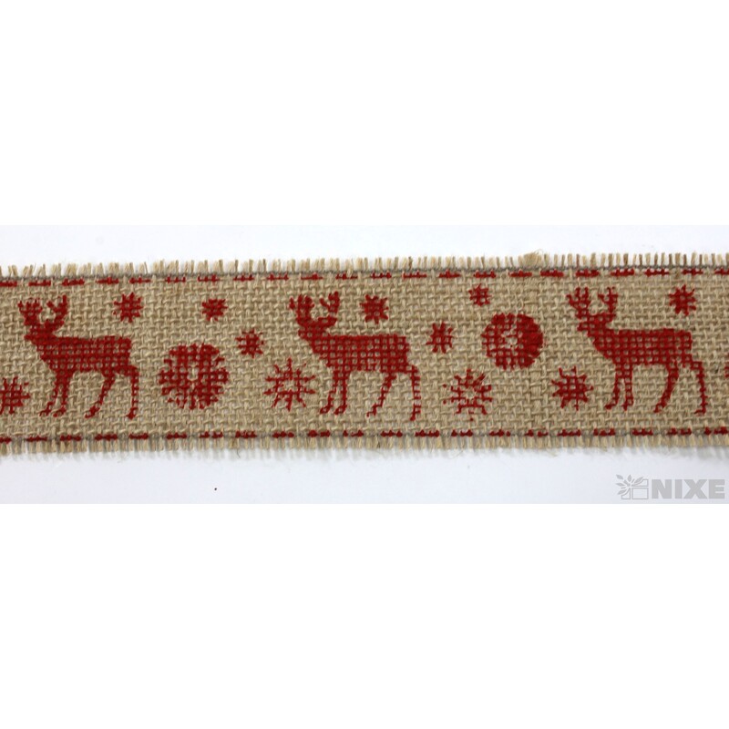 STUHA JUTA JELEN 45mmx4,5m*PŘÍRODNÍ+ČERVENÁ