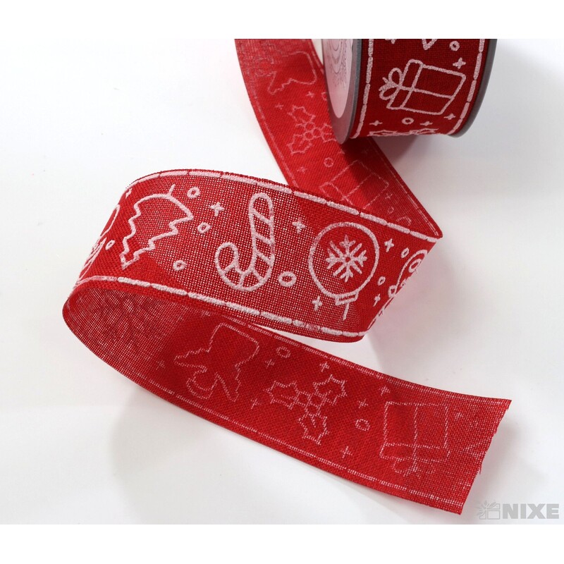 STUHA BAVLNA VÁNOCE 35mmx10m*ČERVENÁ+BÍLÁ