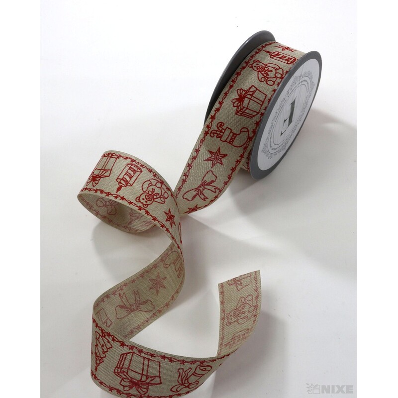 STUHA BAVLNA VÁNOCE 35mmx5m*PŘÍRODNÍ+ČERVENÁ