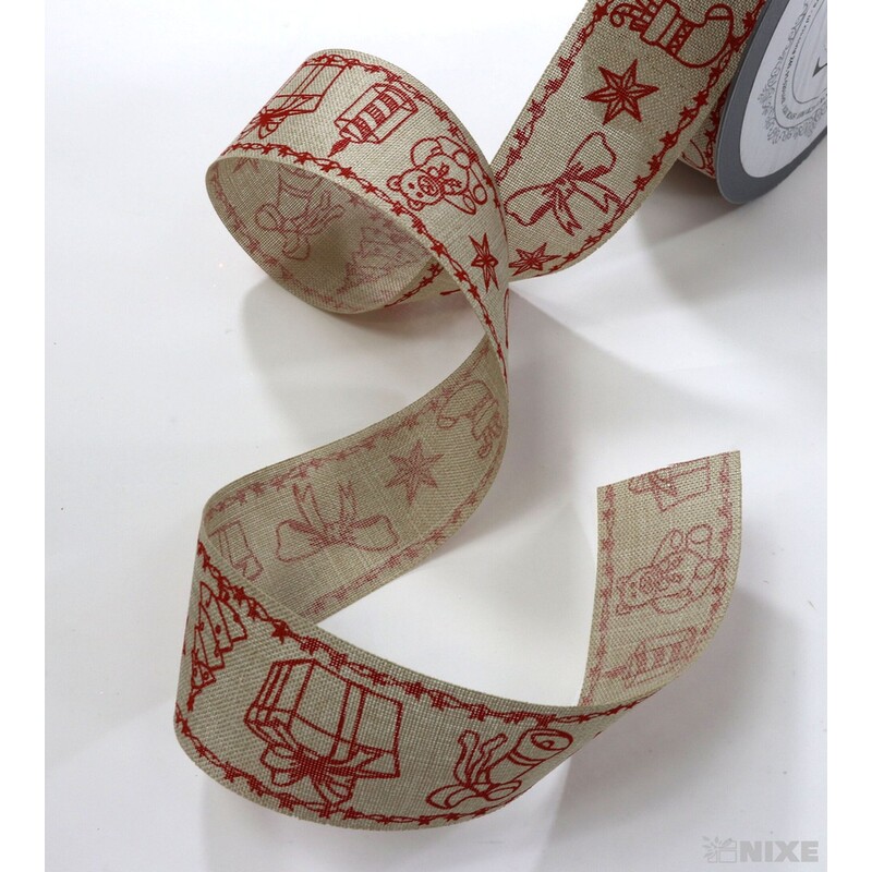 STUHA BAVLNA VÁNOCE 35mmx5m*PŘÍRODNÍ+ČERVENÁ