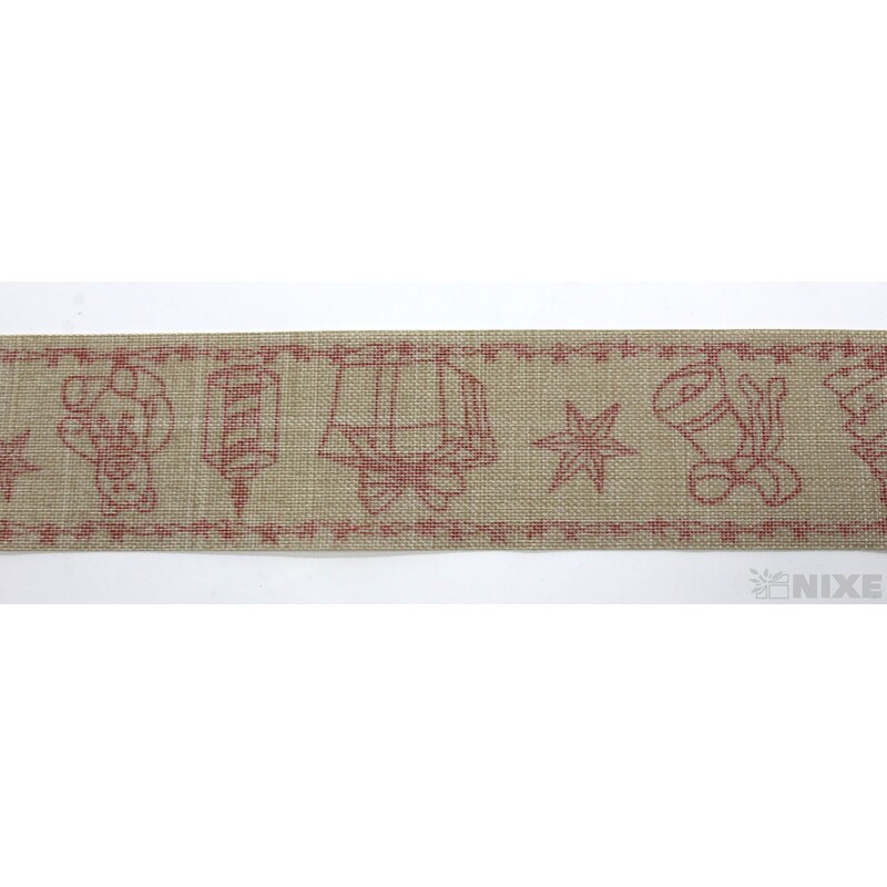 STUHA BAVLNA VÁNOCE 35mmx5m*PŘÍRODNÍ+ČERVENÁ