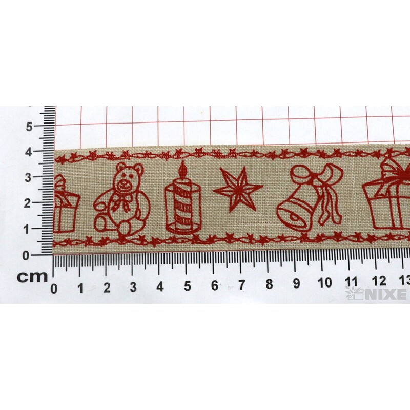 STUHA BAVLNA VÁNOCE 35mmx5m*PŘÍRODNÍ+ČERVENÁ