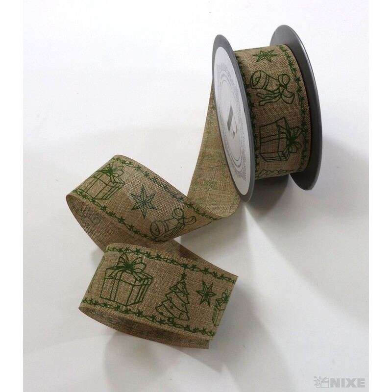 STUHA BAVLNA VÁNOCE 35mmx5m*PŘÍRODNÍ+ZELENÁ