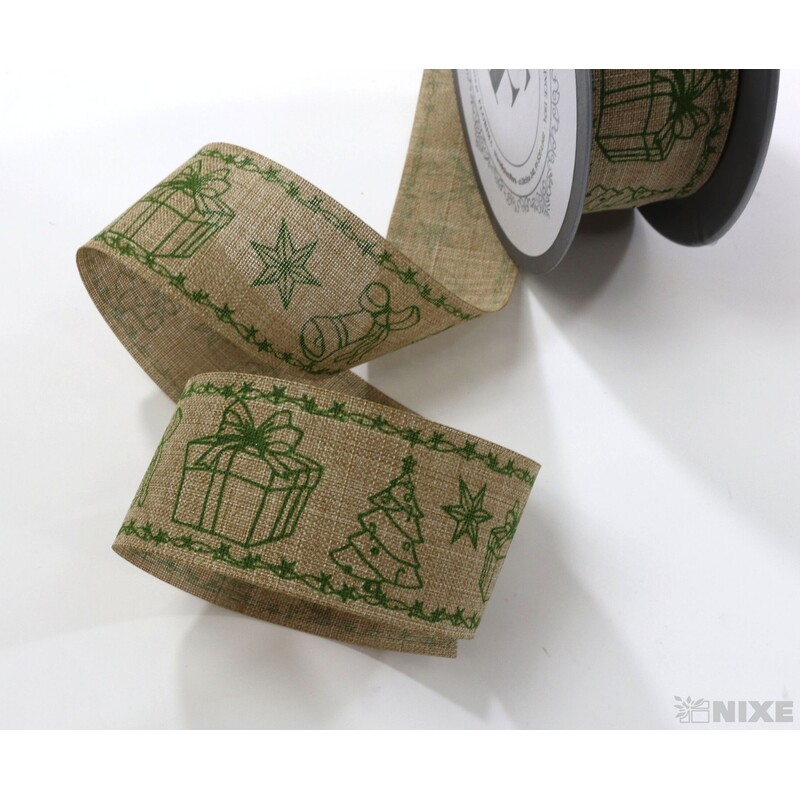 STUHA BAVLNA VÁNOCE 35mmx5m*PŘÍRODNÍ+ZELENÁ