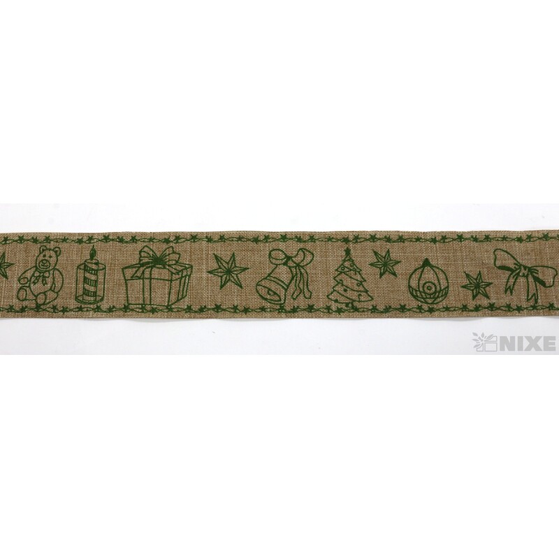 STUHA BAVLNA VÁNOCE 35mmx5m*PŘÍRODNÍ+ZELENÁ