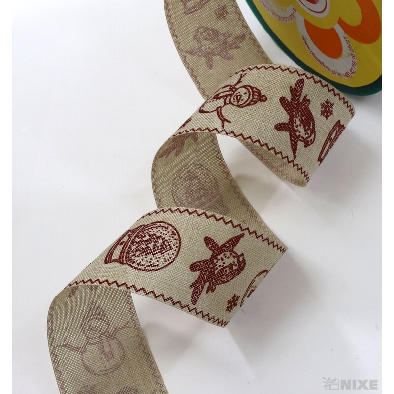 STUHA BAVLNA VÁNOCE 40mmx10m*PŘÍRODNÍ+ČERVENÁ