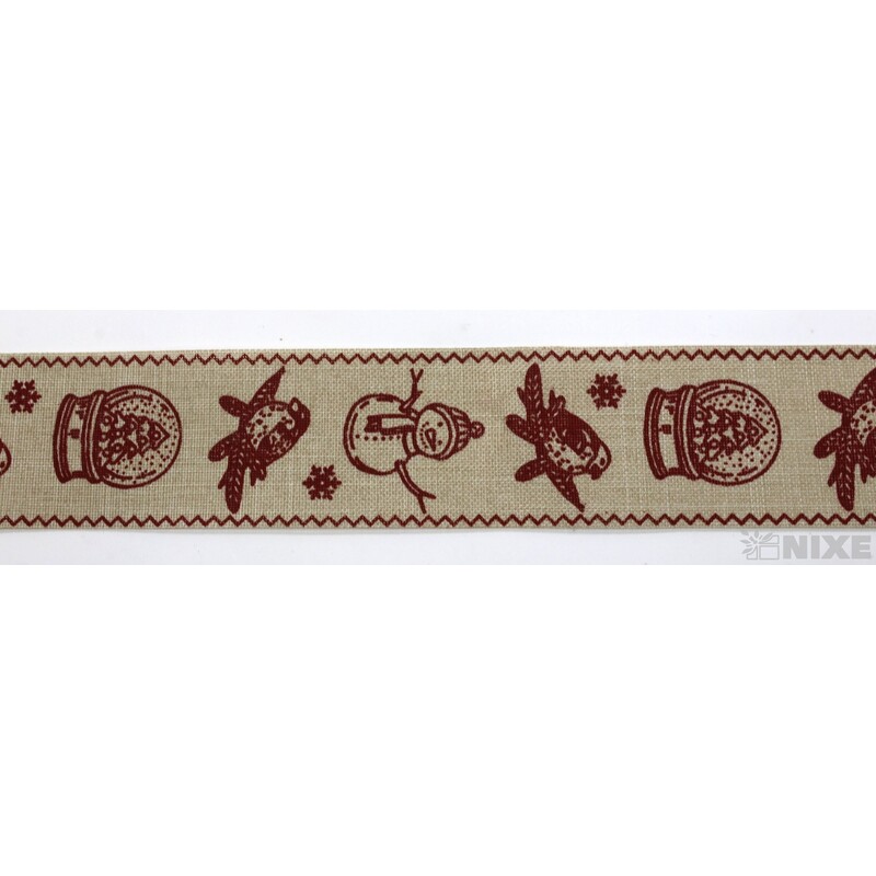 STUHA BAVLNA VÁNOCE 40mmx10m*PŘÍRODNÍ+ČERVENÁ