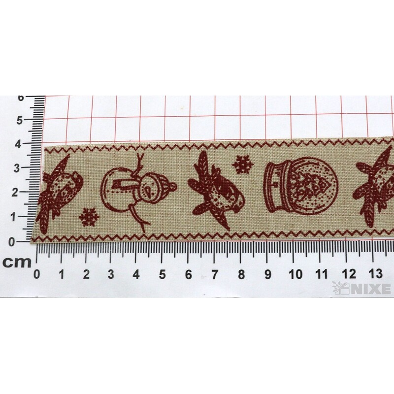 STUHA BAVLNA VÁNOCE 40mmx10m*PŘÍRODNÍ+ČERVENÁ