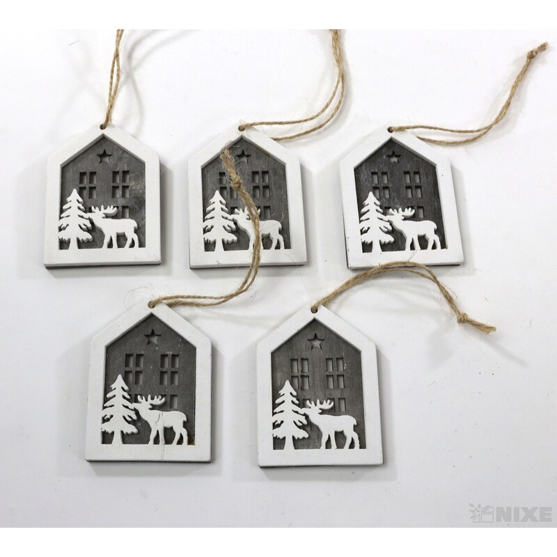 ZÁVĚS D DOMEK 5ks 7cm*BÍLÁ