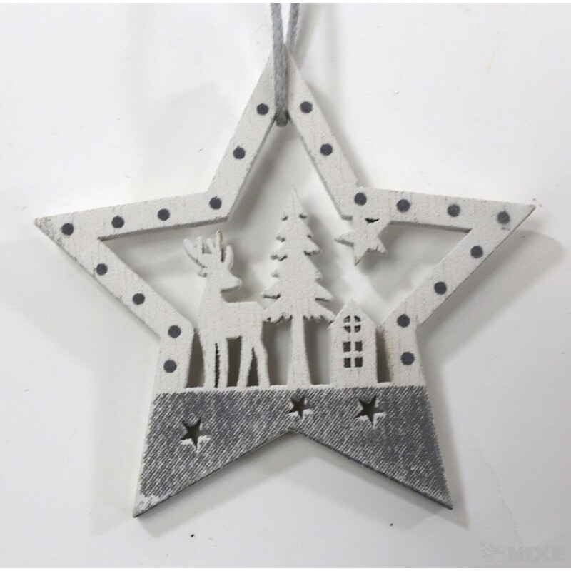 ZÁVĚS D VÁNOCE 6ks 6cm*BÍLÁ