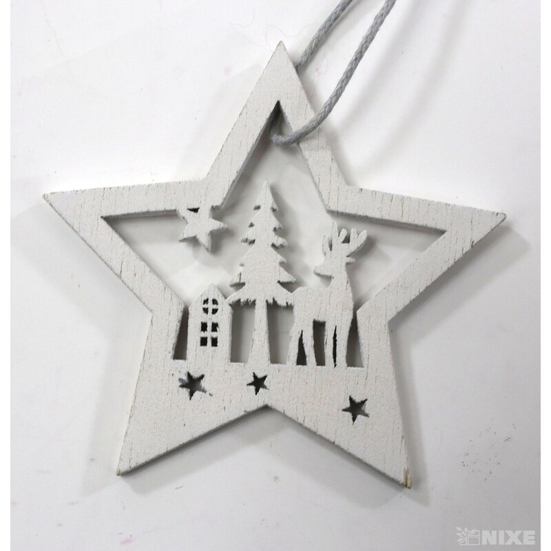 ZÁVĚS D VÁNOCE 6ks 6cm*BÍLÁ