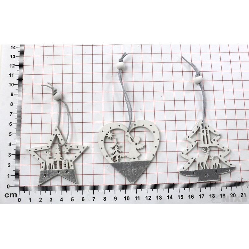 ZÁVĚS D VÁNOCE 6ks 6cm*BÍLÁ