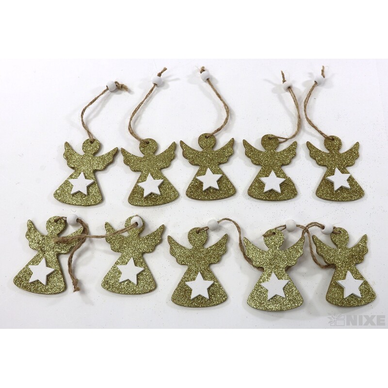 ZÁVĚS D VÁNOCE 10ks 7cm*ZLATÁ