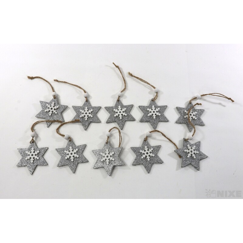 ZÁVĚS D VÁNOCE 10ks 7cm*STŘÍBRNÁ