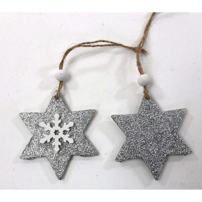 ZÁVĚS D VÁNOCE 10ks 7cm*STŘÍBRNÁ