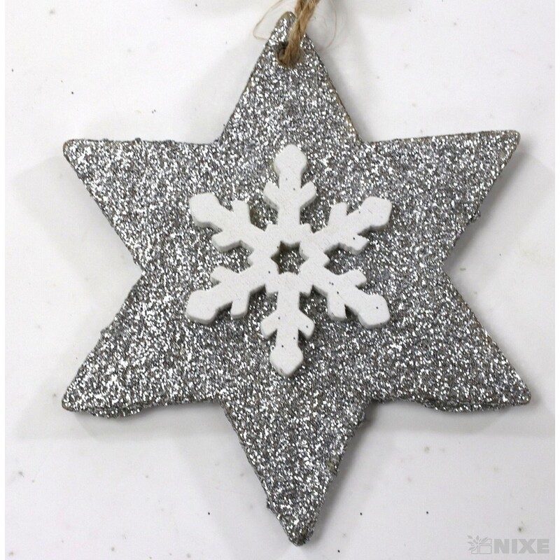 ZÁVĚS D VÁNOCE 10ks 7cm*STŘÍBRNÁ